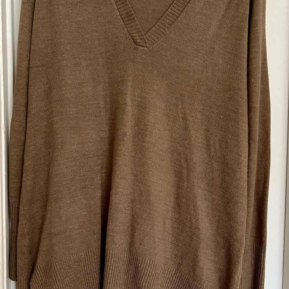 Hoodie Style Brown V-Neck Sweater